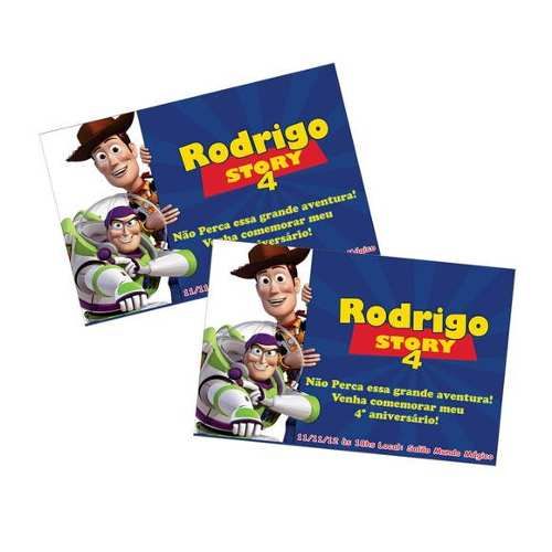 20 Convites 10x15cm Toy Story, Personalizado, Qualquer Tema